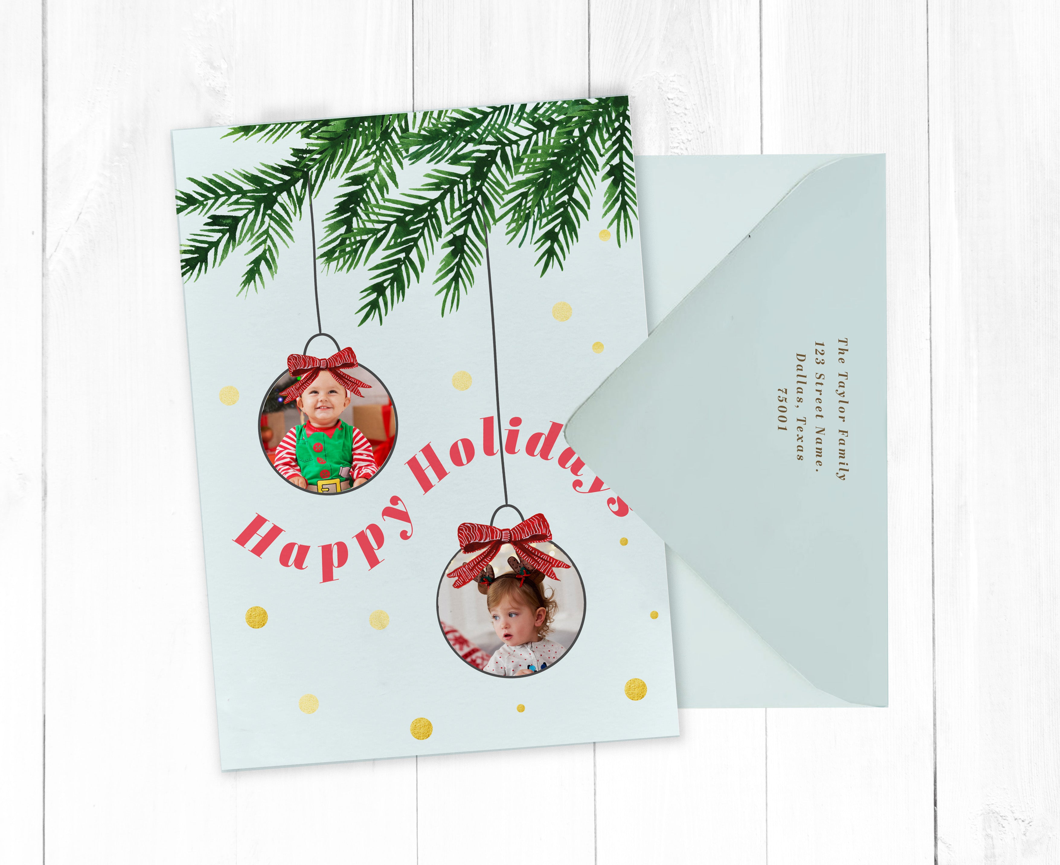 Christmas Ornaments Card for Kids Photos