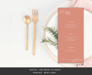 Modern Blush Pink Menu