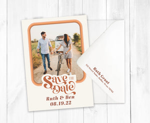 70's Retro Wedding Save the Date Card