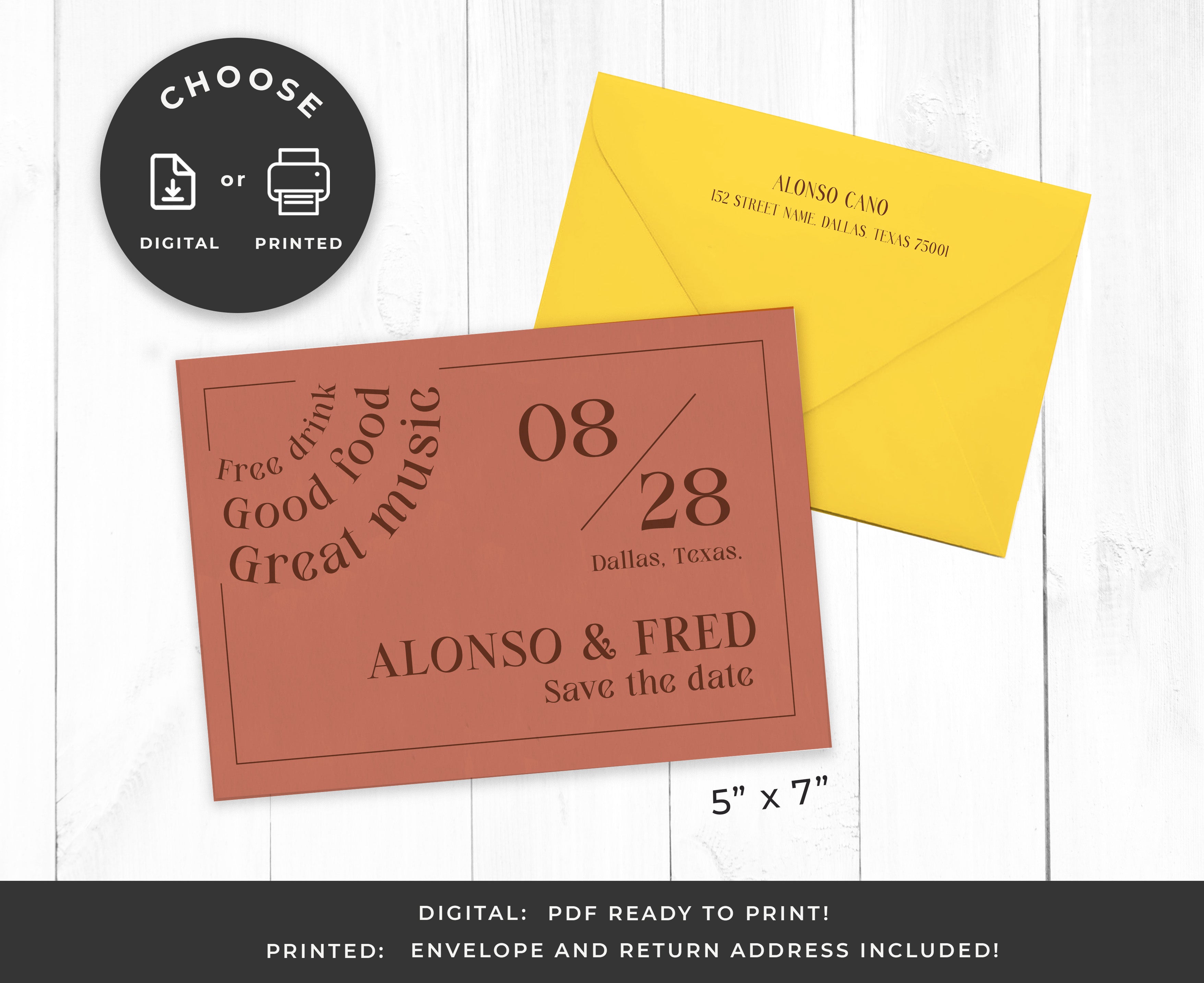 Drink and Dance Save the Date Card
