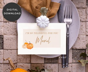 I'M SO THANKFUL FOR YOU PLACE CARD