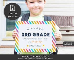FIRST DAY OF SCHOOL STRIPES SIGN